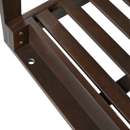 Acacia Wood Full-Size Outdoor Swing Bed with Hemp Ropes
