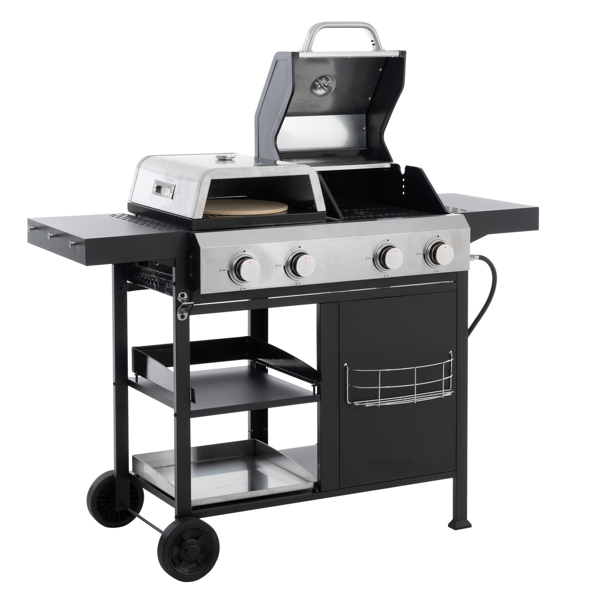 4-Burner Gas Grill & Griddle Combo with Pizza Pan – 49,200 BTU