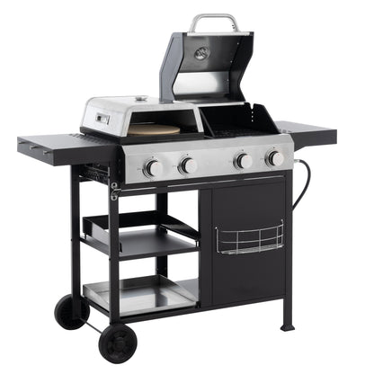 4-Burner Gas Grill & Griddle Combo with Pizza Pan – 49,200 BTU