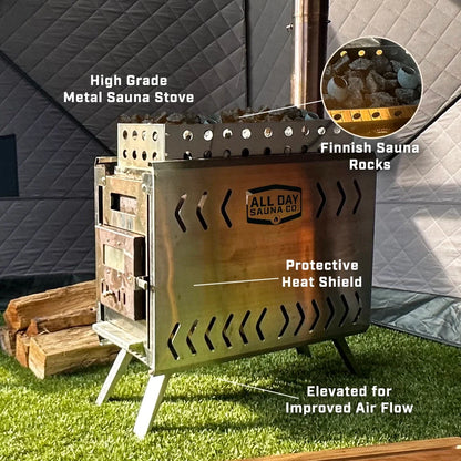 6-Person Portable Outdoor Wood-Burning Sauna Package