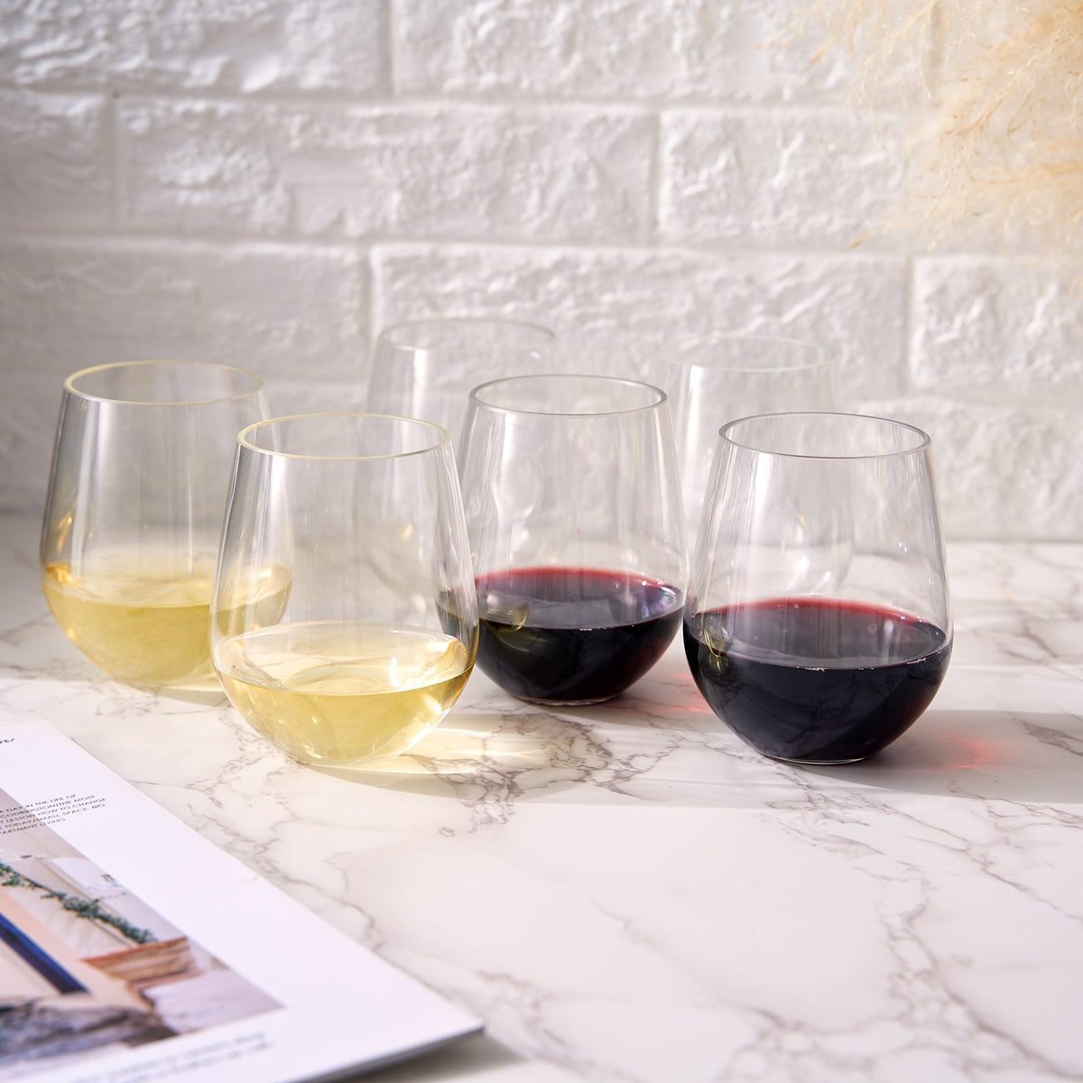 Barcelona Acrylic Stemless Wine Glassware, Set of 6 - Lavista Moderna