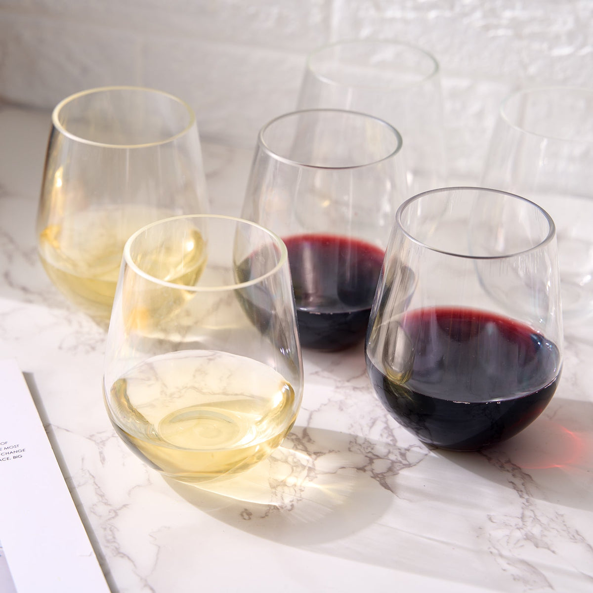 Barcelona Acrylic Stemless Wine Glassware, Set of 6 - Lavista Moderna