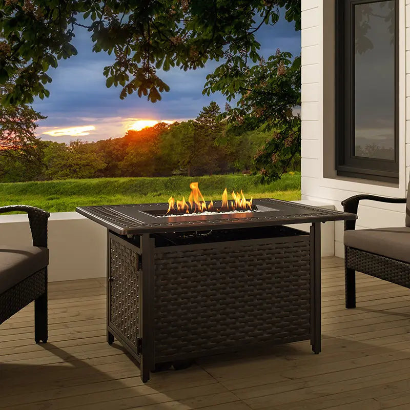 Albany 44" Woven Aluminum Convertible Gas Fire Pit Table – 45,000 BTU