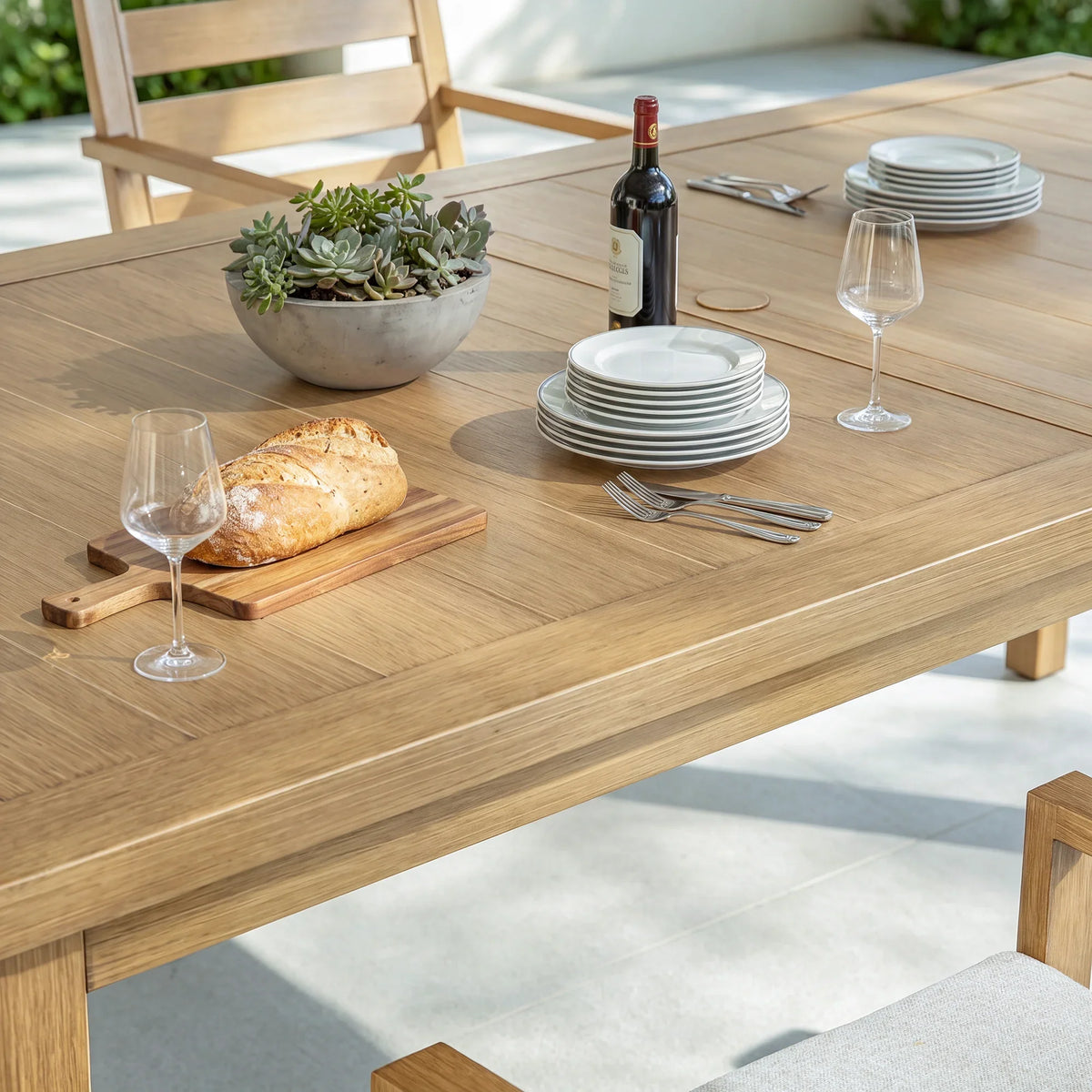 Alcudia Rectangular Patio Dining Table with 6 Classic Stationary Armchairs