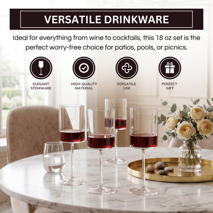 Barcelona Acrylic Stemmed Square Wine Glasses, Set of 4