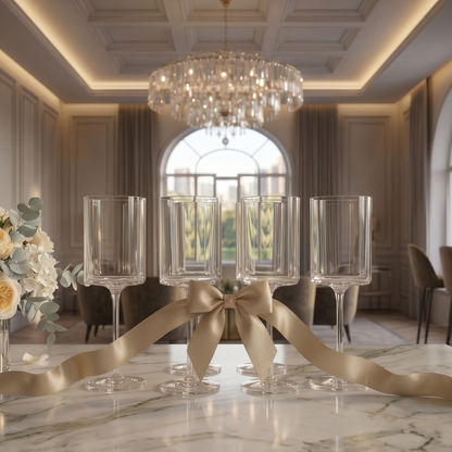 Barcelona Acrylic Stemmed Square Wine Glasses, Set of 4