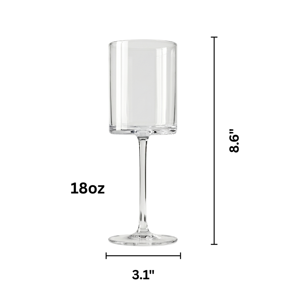 Barcelona Acrylic Stemmed Square Wine Glasses, Set of 4