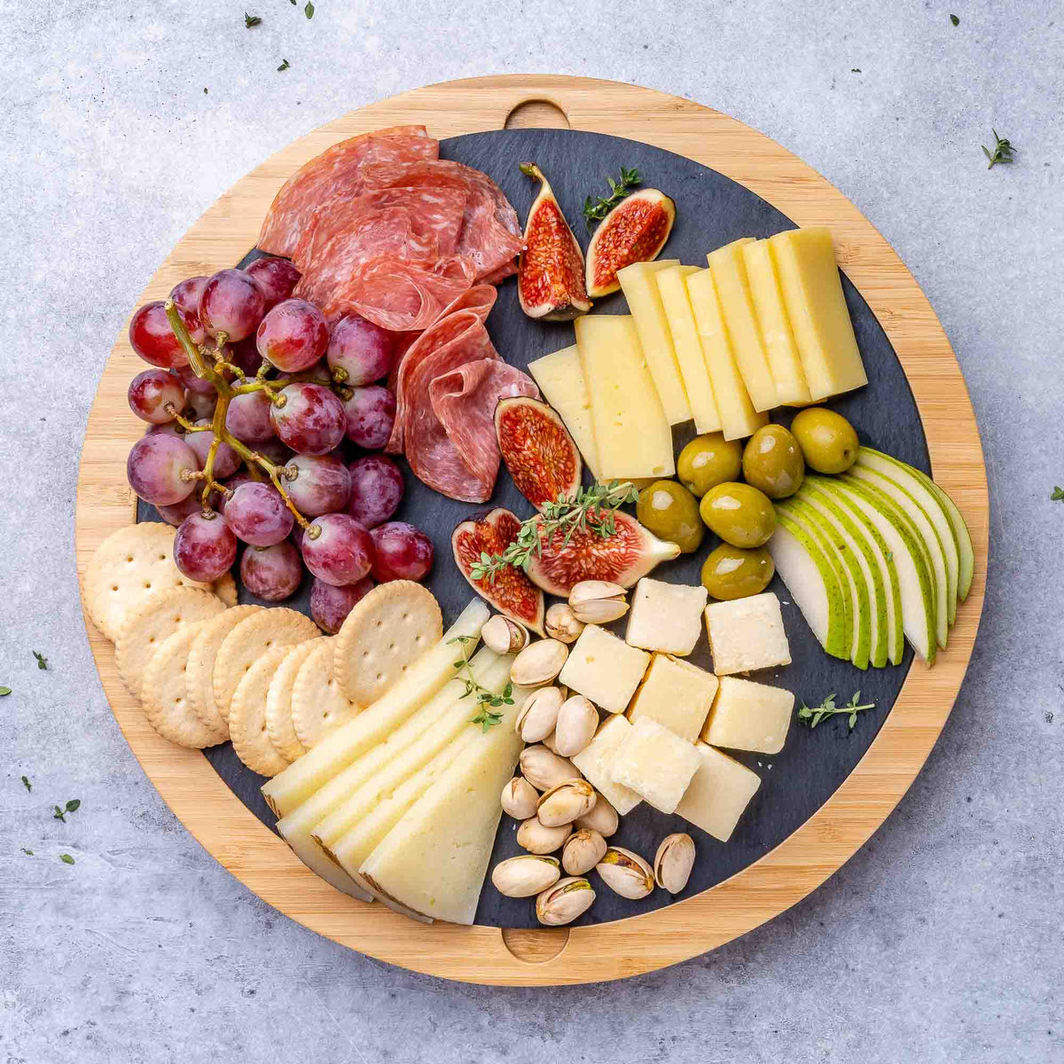 BlauKe 12" Swivel Bamboo Charcuterie Cheese Board & Knife Set