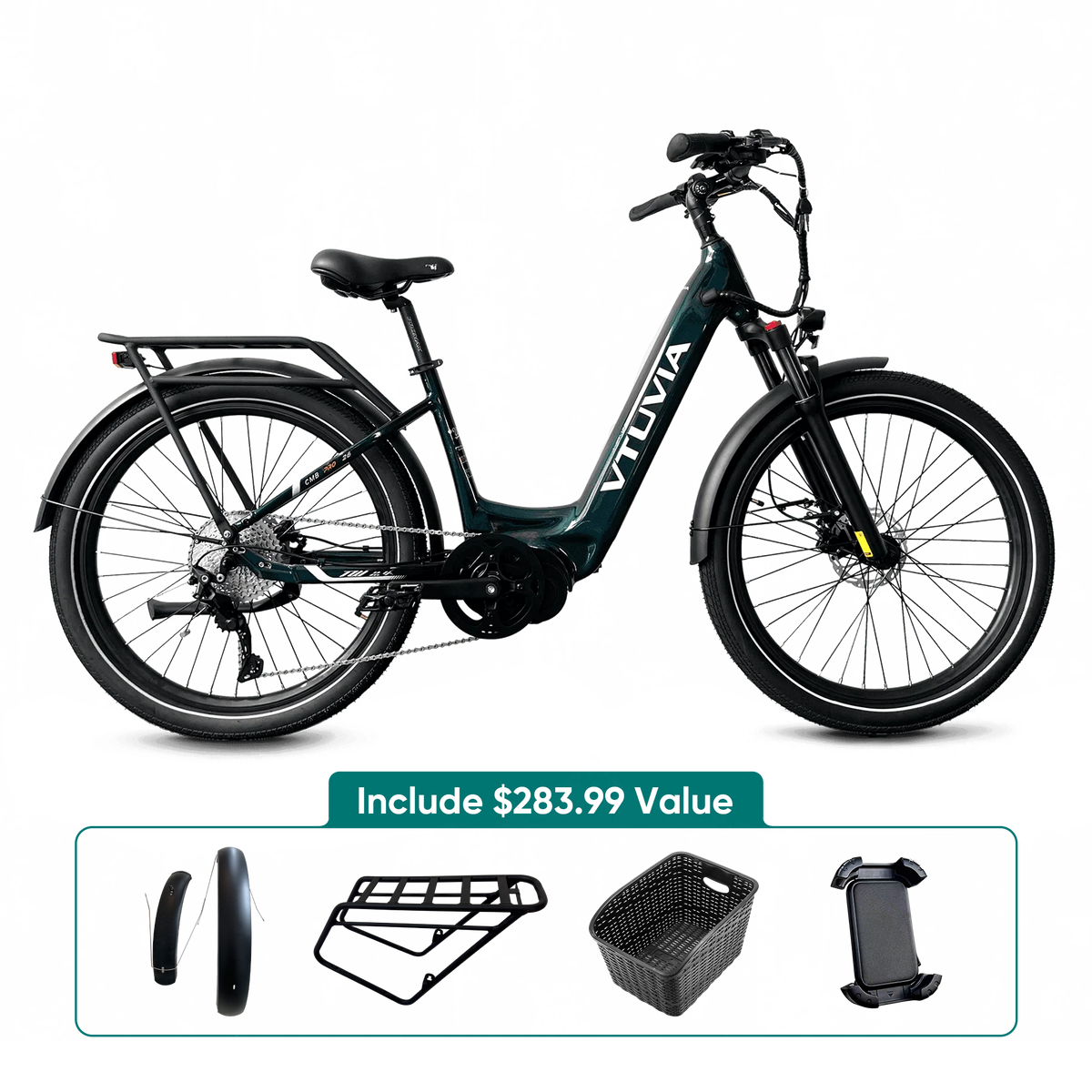 VTUVIA CMB 8-Speed 500W Mid-Drive Step-Through Electric Commuter Bike