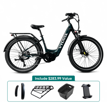 VTUVIA CMB 8-Speed 500W Mid-Drive Step-Through Electric Commuter Bike
