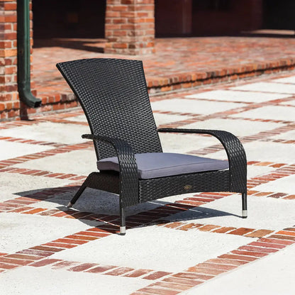 Black Coconino Wicker Adirondack-Style Chair with Gray Cushion