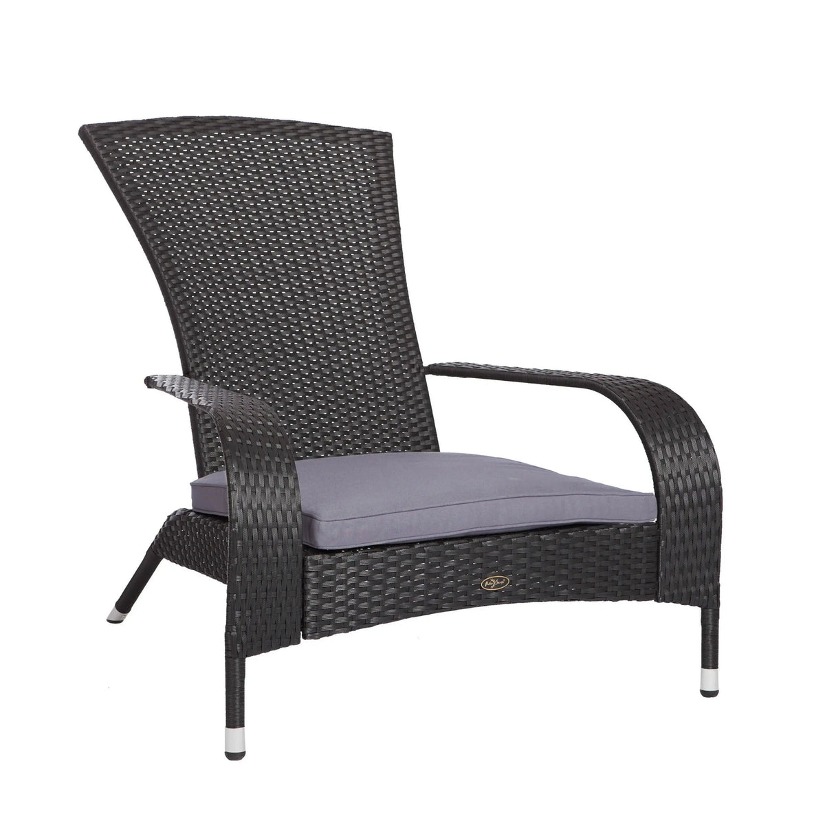 Black Coconino Wicker Adirondack-Style Chair with Gray Cushion