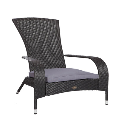 Black Coconino Wicker Adirondack-Style Chair with Gray Cushion
