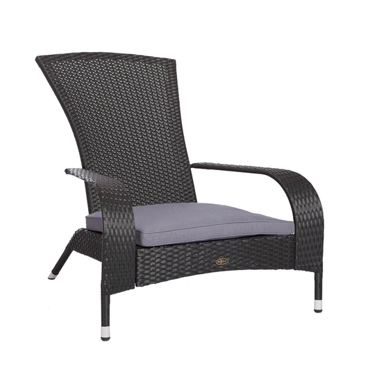 Black Coconino Wicker Adirondack-Style Chair with Gray Cushion