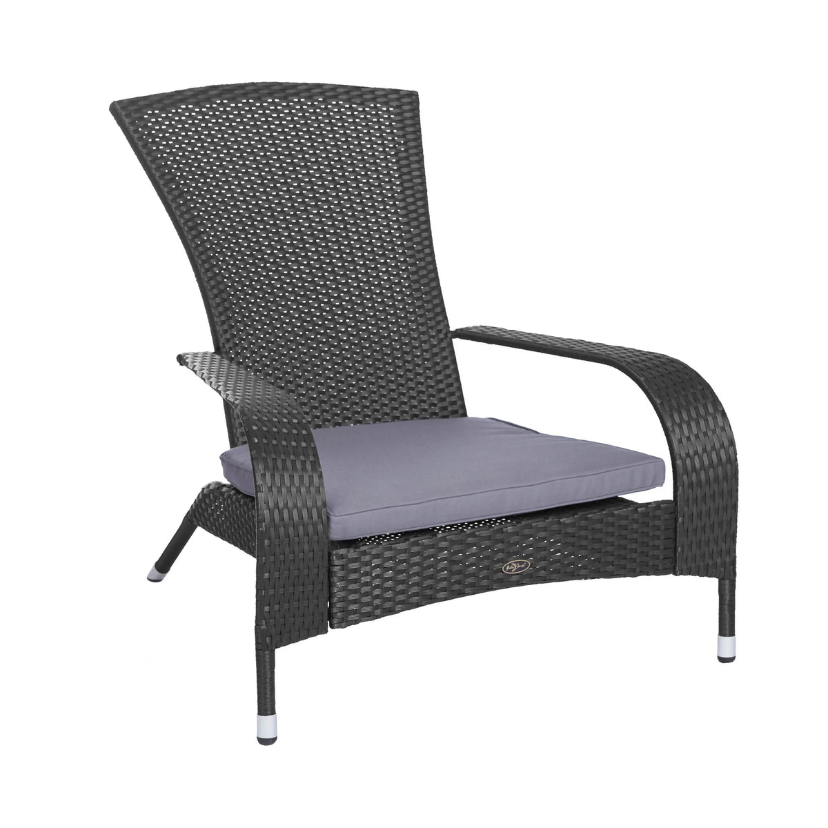 Black Coconino Wicker Adirondack-Style Chair with Gray Cushion