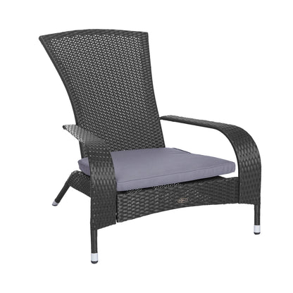 Black Coconino Wicker Adirondack-Style Chair with Gray Cushion