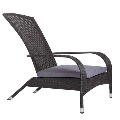 Black Coconino Wicker Adirondack-Style Chair with Gray Cushion