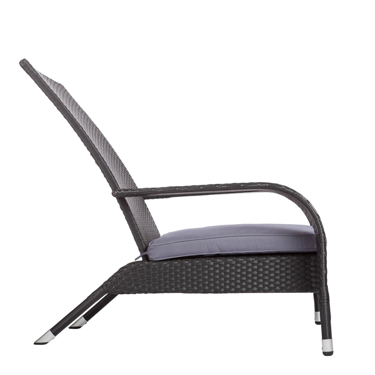 Black Coconino Wicker Adirondack-Style Chair with Gray Cushion