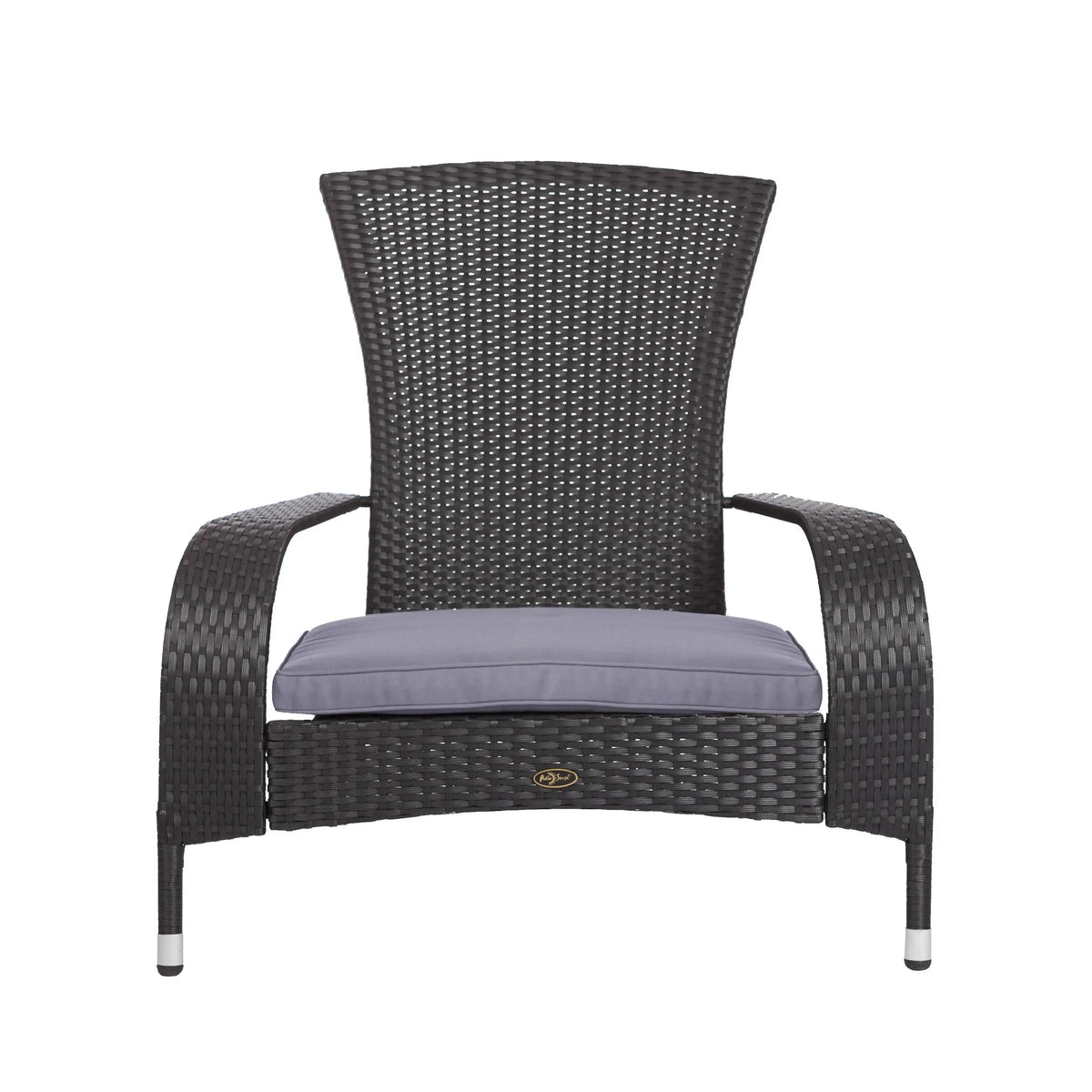 Black Coconino Wicker Adirondack-Style Chair with Gray Cushion