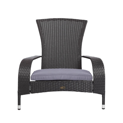 Black Coconino Wicker Adirondack-Style Chair with Gray Cushion