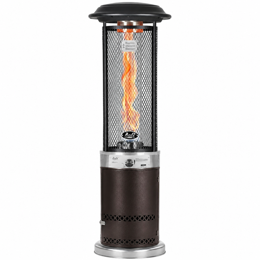 Propane Patio Heater, Stainless Steel Standing, 36,000 Btus Portable Commercial Outdoor Gas Patio Heater with Glass Tube for Deck, Garden and Porch, Brown