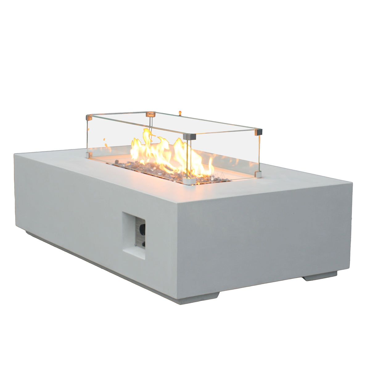 52-Inch Outdoor Concrete Propane Fire Pit Table – 65,000 BTU, Antique White