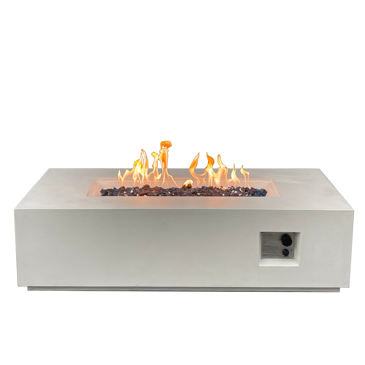 52-Inch Outdoor Concrete Propane Fire Pit Table – 65,000 BTU, Antique White