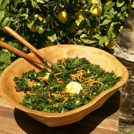 Kiln Mango Wood Curved Bowl, Large