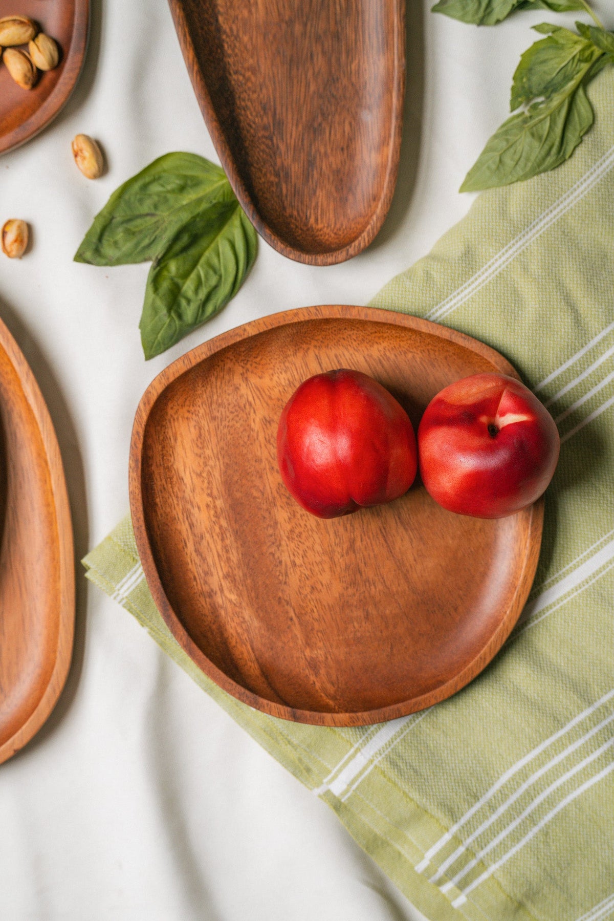 Set of 5 Organic Acacia Wood Serving Plates