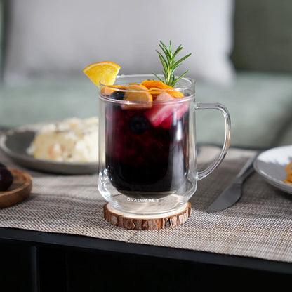 17 oz Double-Wall Borosilicate Glass Mugs – Set of 2