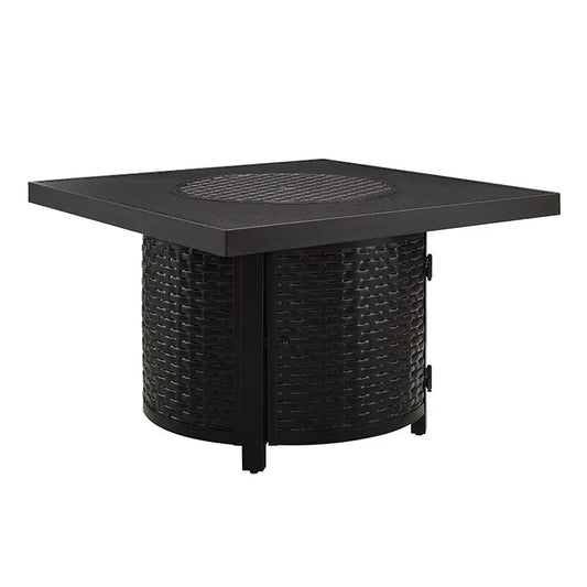 Dalton 40" Square Woven Aluminum Convertible Gas Fire Pit Table – 55,000 BTU