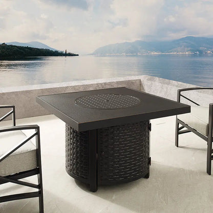 Dalton 40" Square Woven Aluminum Convertible Gas Fire Pit Table – 55,000 BTU