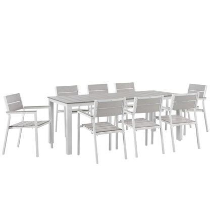 Modway Maine 9-Piece Outdoor Patio Dining Set – Seats 8