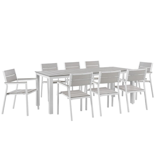 Modway Maine 9-Piece Outdoor Patio Dining Set – Seats 8