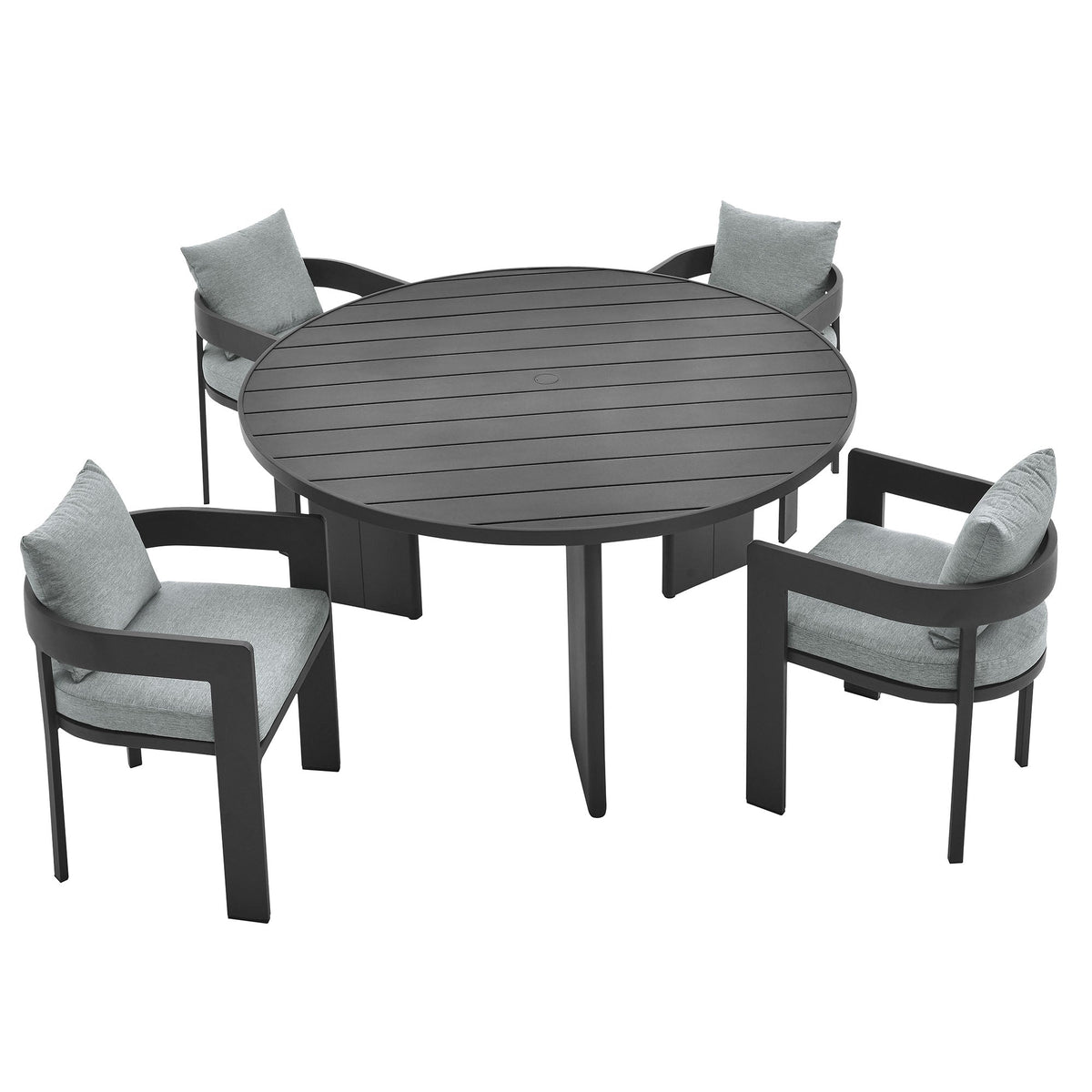 Modway Tahoe 5-Piece Outdoor Aluminum Dining Set – 59" Round Table