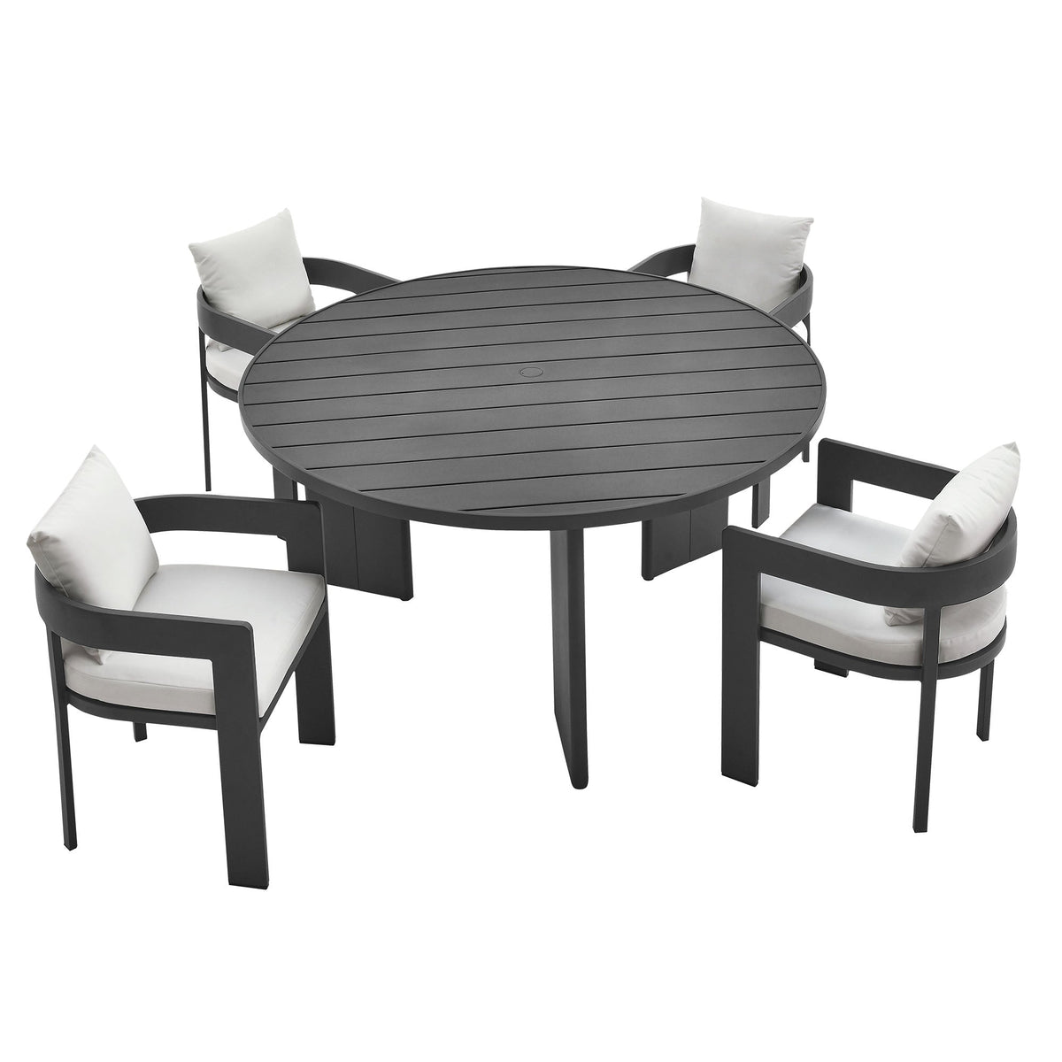 Modway Tahoe 5-Piece Outdoor Aluminum Dining Set – 59" Round Table