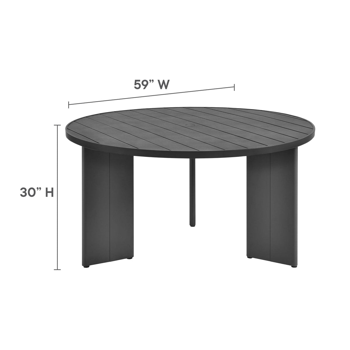 Modway Tahoe 5-Piece Outdoor Aluminum Dining Set – 59" Round Table