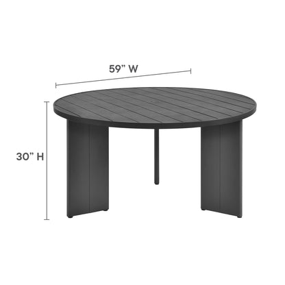 Modway Tahoe 5-Piece Outdoor Aluminum Dining Set – 59" Round Table