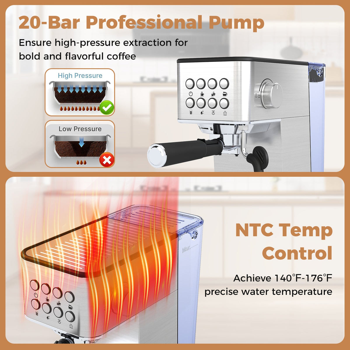 DirectDeals 20 Bar Espresso Machine with Steam Wand