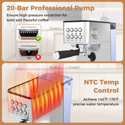 DirectDeals 20 Bar Espresso Machine with Steam Wand