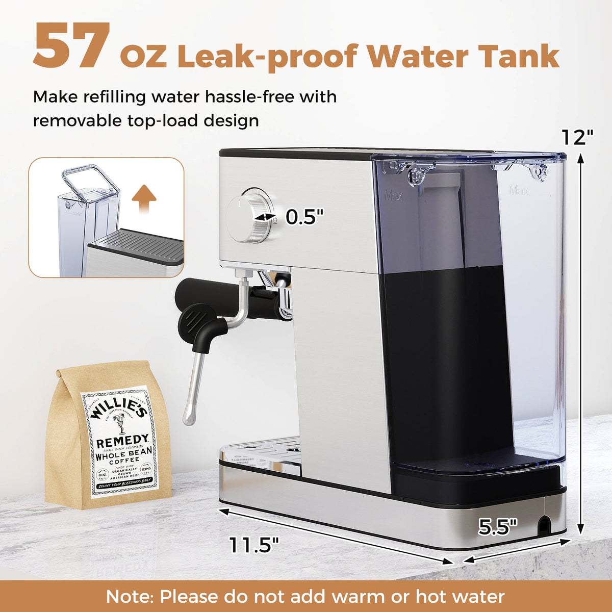 DirectDeals 20 Bar Espresso Machine with Steam Wand