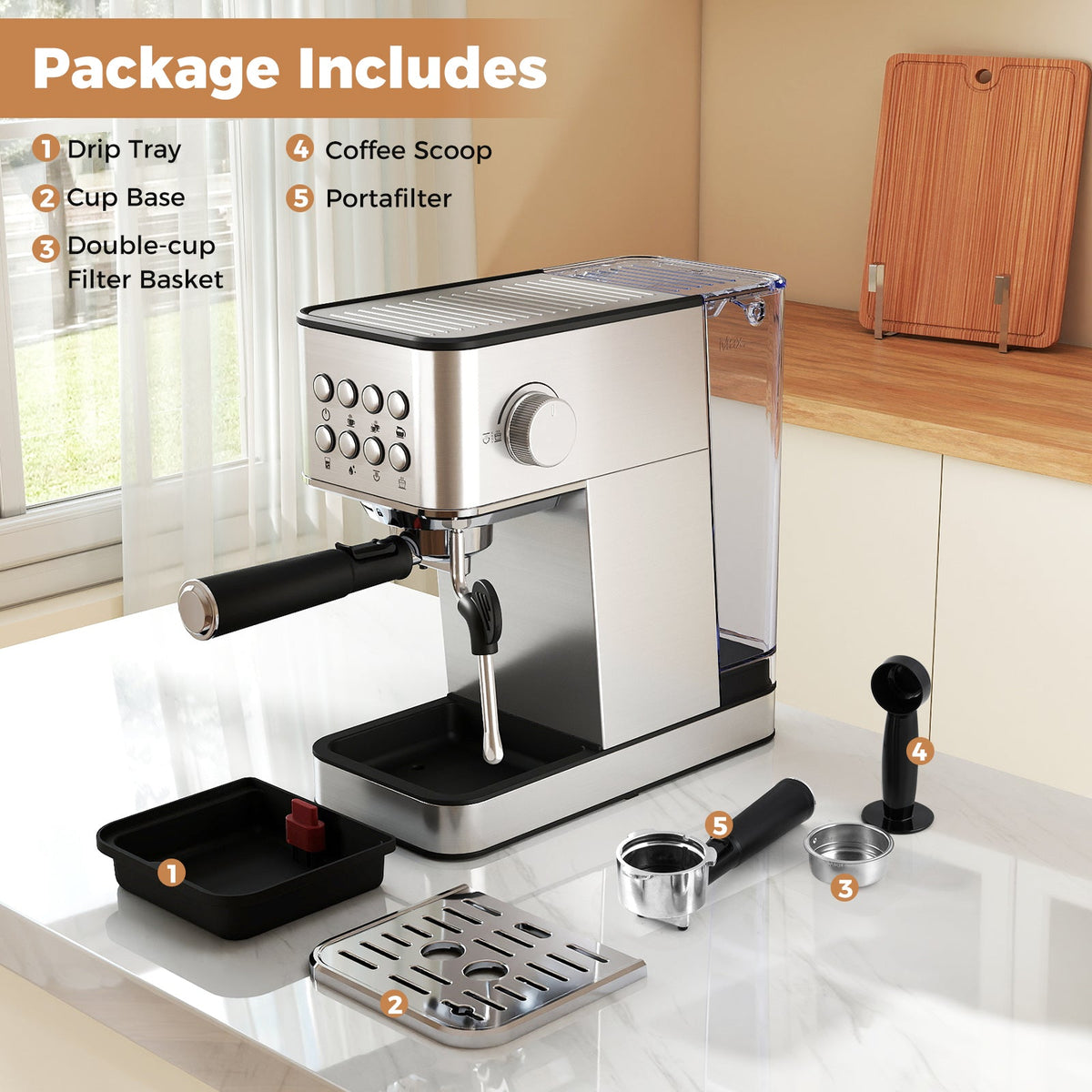 DirectDeals 20 Bar Espresso Machine with Steam Wand
