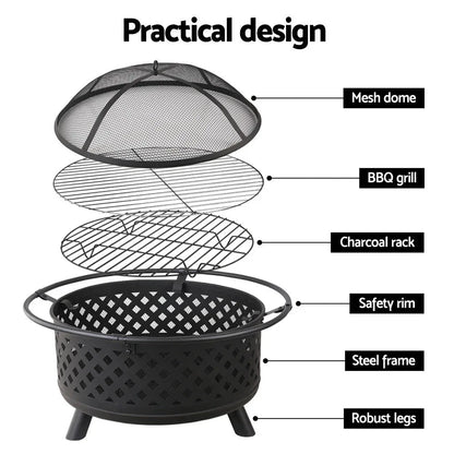Grillz 2-in-1 30" Fire Pit & BBQ Grill