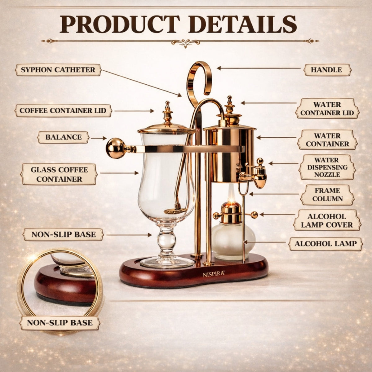 Nispira Vintage Belgian Syphon Coffee Maker – Copper