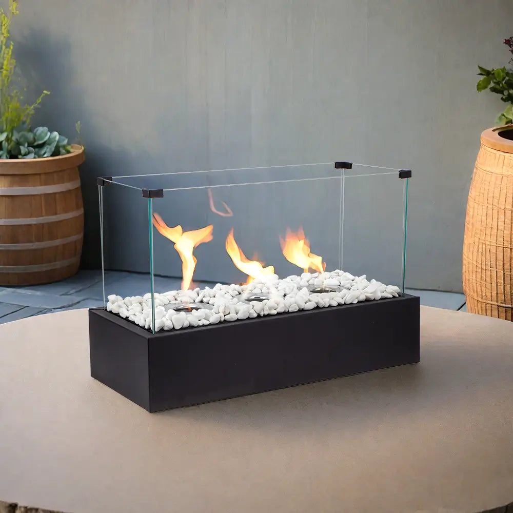 JHY DESIGN Tabletop Bio Ethanol Fire Pit - Rectangular Tabletop