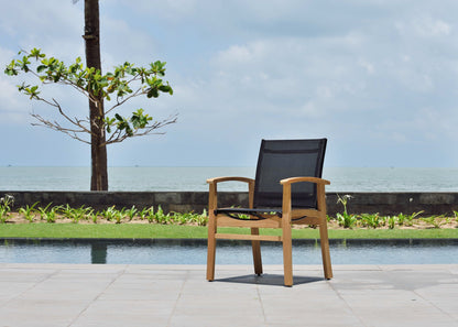 Amazonia Rinjani Teak Outdoor Dining Table with Fortuna Weather-net® Armchairs