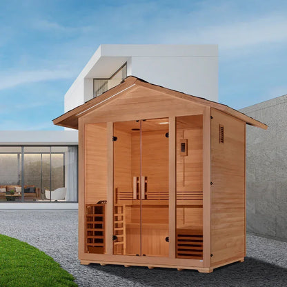Golden Designs Vorarlberg 5-Person Traditional Outdoor Sauna – Canadian Hemlock | GDI-8105-01