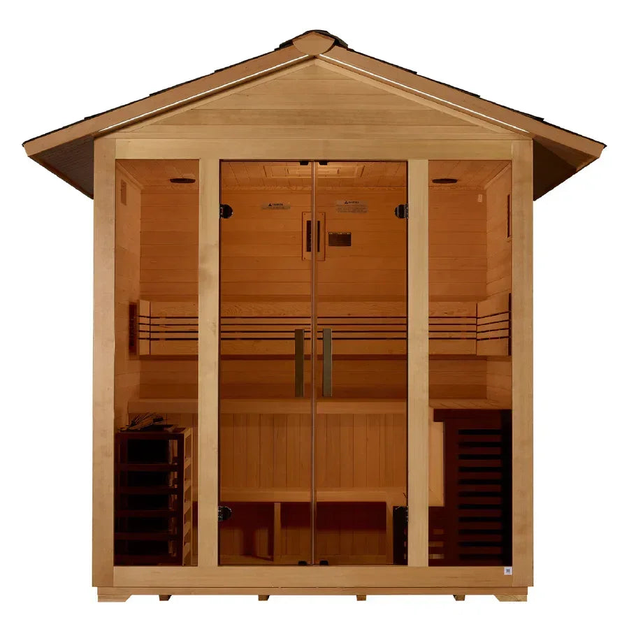 Golden Designs Vorarlberg 5-Person Traditional Outdoor Sauna – Canadian Hemlock | GDI-8105-01