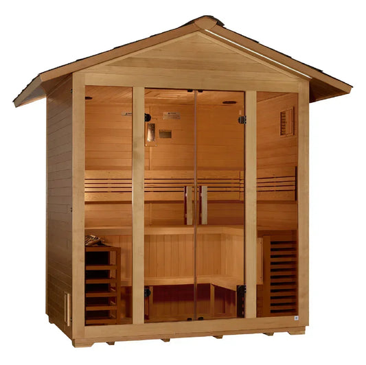 Golden Designs Vorarlberg 5-Person Traditional Outdoor Sauna – Canadian Hemlock | GDI-8105-01
