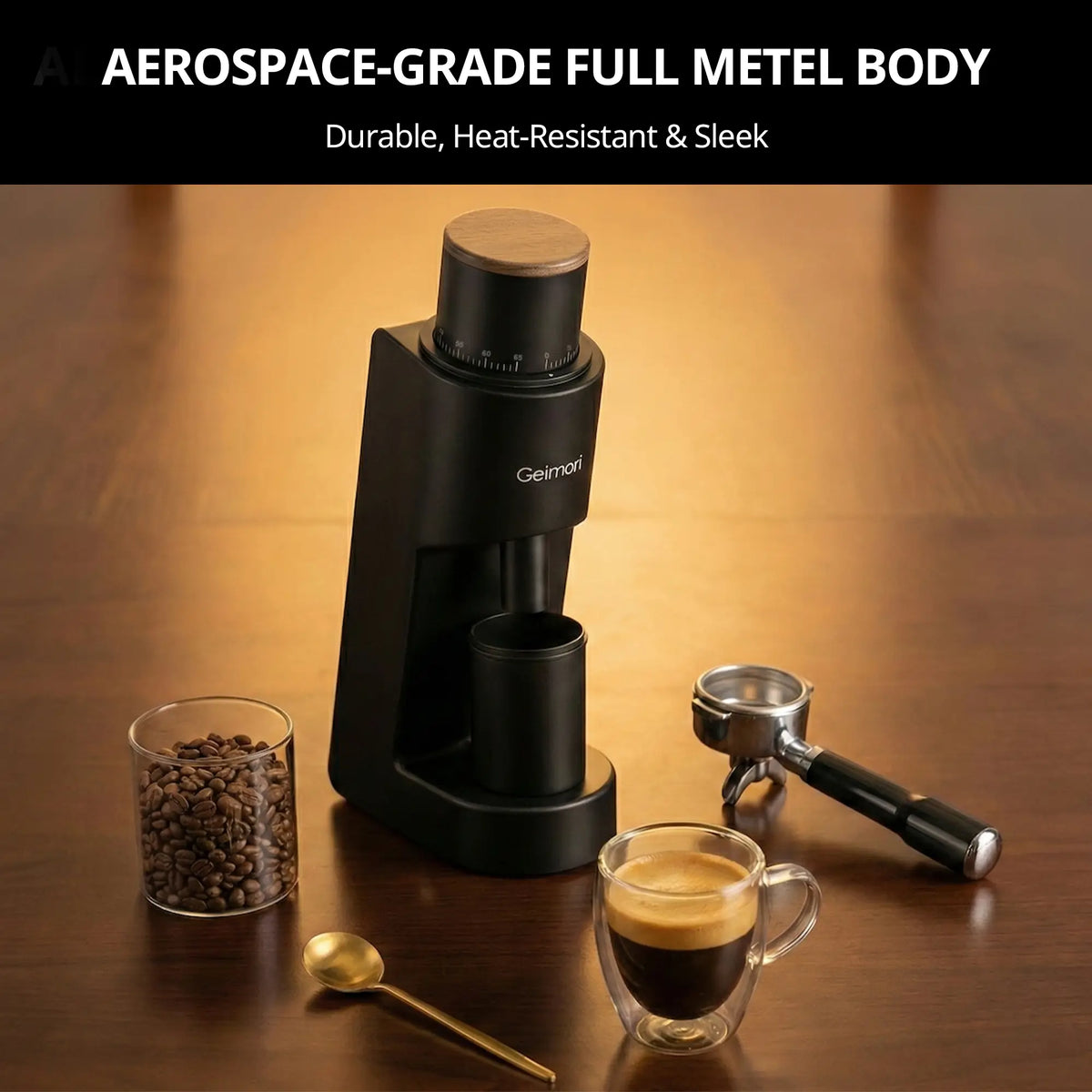 Ultra-Slim Single-Dose Coffee Grinder – 38mm Conical Burr